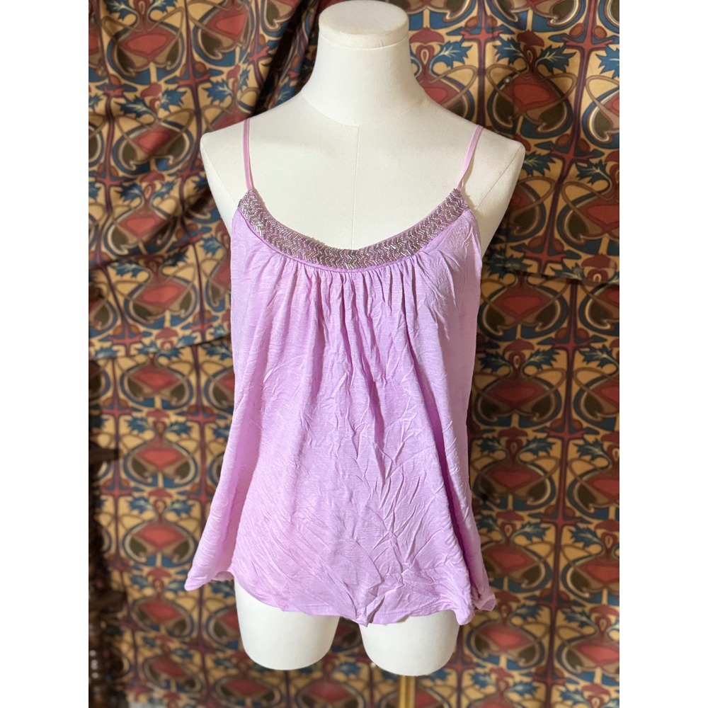 Candies Embellished Cami Top Womens Large Purple Sleeveless Casual Tank